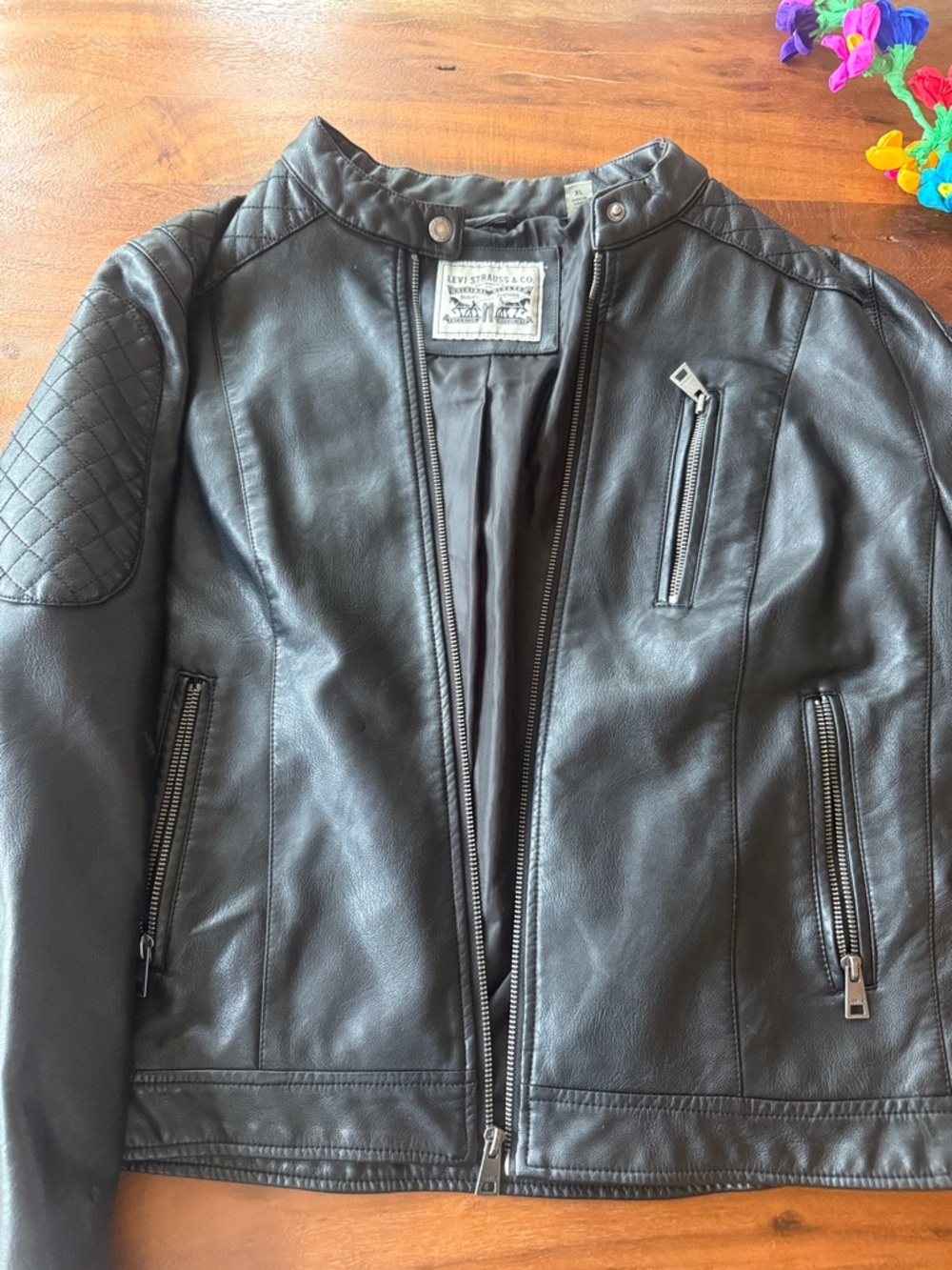 Levi's Black Quilted-Panel faux Leather Bomber Jacket